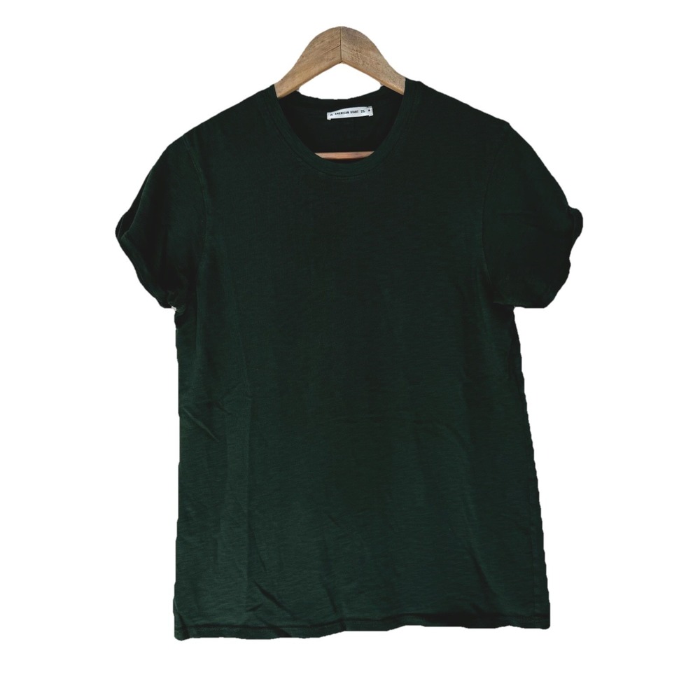 American Giant T-Shirt Womens Medium Dark Green Cotton Crewneck Short Sleeve Top